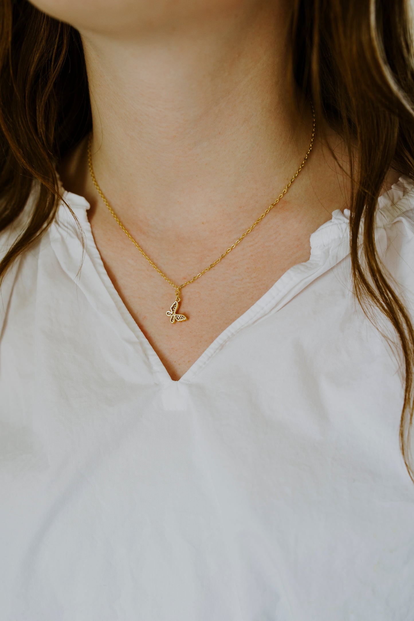Gold Filled Butterfly Charm Necklace